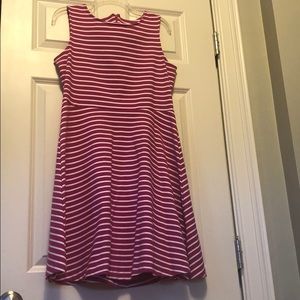Talbots magenta and white striped dress.